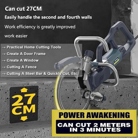 Pro Setup Electric Rotary Saw, 8800W Brushless Concrete Cutter Muscle, 3000Rpm Dust Free Masonry Cutting Machine in use cutting through concrete