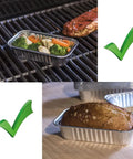 Heavy Duty Aluminum Foil Grill Drip Pans 20 Pack Kickass Grease Catcher Trays 7 X 3.5 X 1.5 Inches with vegetables grilling.