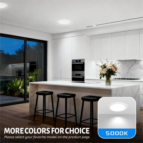 Bright kitchen with Ten Pack 6 Inch LED Disk Lights Dimmable Flush Mount Downlights 16.5W 1000 Lumens 5000K Daylight Ceiling Lights