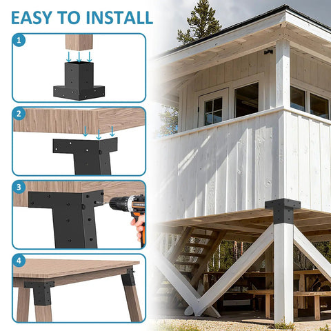 Heavy Duty 4x4 Deer Stand Brackets For Hunting Blinds And Tree Platforms, 4 Pack Angle Supports For Outdoor Elevation, Shooting Shack, Tree House, And Observation Decks, Built With High Carbon Steel