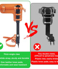 Comparison of leather-clad tree climbing spikes and plastic knee pads in Tree Climbing Spikes Set With Adjustable Length Design Climbing Belt Nylon Rope And Pro Accessories For Climbing Fruit Picking Outdoor Sports And Forestry Work