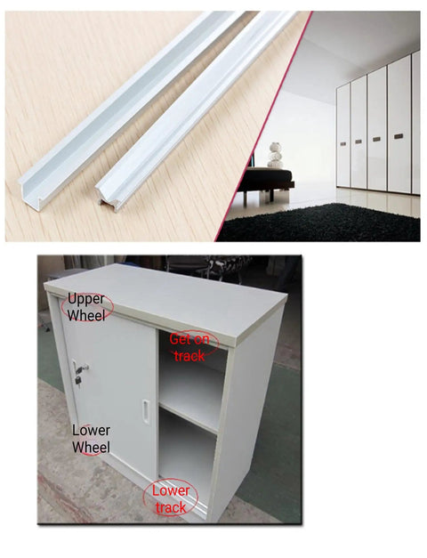 Built Tough Thickened Aluminum Sliding Door Track Kit Single Groove System With Heavy Duty Nylon Rollers For Smooth Closet Cabinet Wardrobe Glides No Hassle Setup on sliding cabinet door.