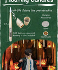 Six Pack Flameless Floating Candles With Magic Wand Remote For Halloween And Christmas Decor, hanging with accessories