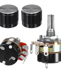 Two Pack 10K Ohm Linear Taper Dimmer Potentiometers With On Off Switch And Black Aluminum Knob Set For Inverter Speed Control