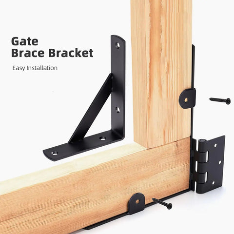 Beefed Up Heavy Duty Anti Sag Gate Kit With Corner Braces And Brackets For Gate Frame Support Durable Triangular Reinforcement That Stops Sag And Keeps Panels Level Outdoor Fence And Gate Hardware