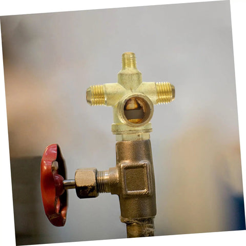 Heavy Duty Four Way Air Compressor Check Valve Featuring A No Sweat Install And Top Shelf 14mm Threaded Connector view showing brass construction.