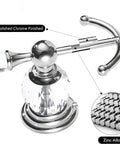 Heavy Duty Polished Chrome Crystal Wall Hook Top Shelf Bathroom Robe Hanger Straight Up Classy Silver Coat Rack Waterproof Design Works Wonders In Any Home Space close-up of polished chrome and crystal hook