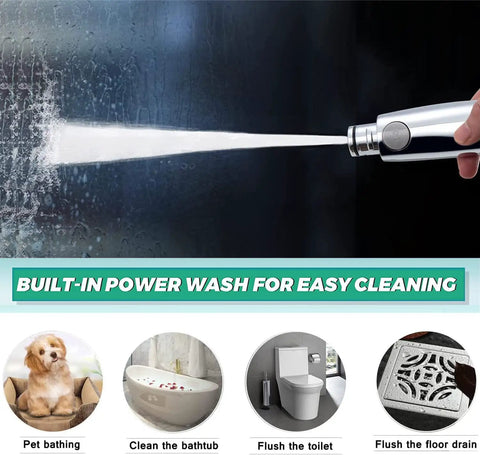 High Pressure 10 Inch Square Rain Shower Head Combo With Handheld Spray And 78 Inch Hose demo of power wash cleaning features
