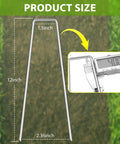 Heavy Duty 12 Inch Landscape Staples U Shaped Ground Stakes Galvanized 8 Gauge Steel For Outdoor Decor Irrigation Tubing Fences Weed Barriers Garden Netting And More Available In 12 25 50 100 200 Packs shown with dimensions and thickness measurement