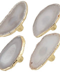 Upgrade Your Cabinets And Dressers With These Slick Natural Agate Slice Geode Drawer Knobs Featuring Plated Gold Edges And Heavy Duty Brass Screws For A Massive Kitchen Glow Up, set of four.