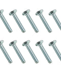 Heavy Duty Low Profile Flat Head Elevator Bolts One Quarter Twenty By One Half Inch Fasteners For Conveyor Belt Maintenance And Wood Framing Includes Ten Piece Box, Zinc Plated, Square Neck.