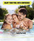 Family enjoying a pool day, showcasing laughter and joy with confidence, enjoying time together after using Slick UV Dye Kit For Finding Pool Leaks In Inground And Above Ground Pools Spa Or Hot Tub Plug Those Holes Fast With No Sweat Precision And High Contrast Glow.