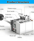 Heavy Duty Auto Tube Cutter Chops Heat Shrink And Plastic Sleeves With Crisp 0.1mm Precision Using Foolproof Cold Cut Tech showing detailed machine structure.