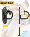3 Piece Wall Mount Resistance Band Anchors System For Exercise Bands Secure Home Gym Hardware Heavy Duty Hooks Built Tough To Crush Your Legit Daily Upper Body And Lower Body Gains In Black product size with dimensions displayed next to workout scene.