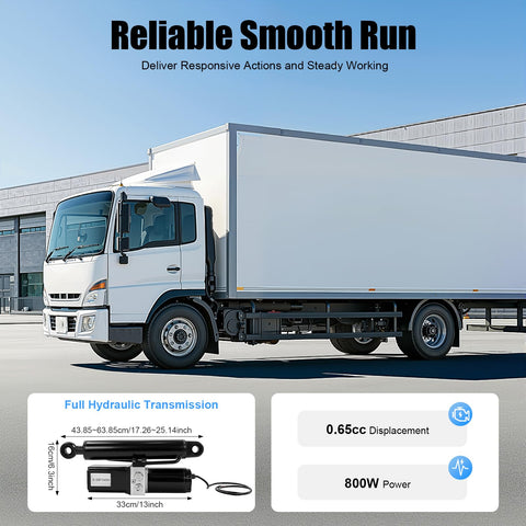 Hella Tough 8 Inch Linear Actuator 12V DC Electric Motor 4409 Lbs mounted on a truck for hydraulic towing and lifting.