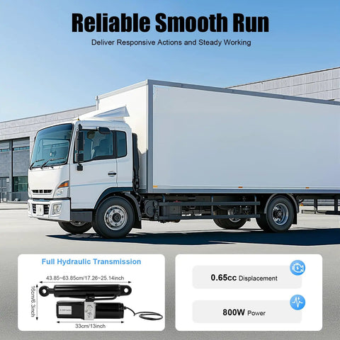 Heavy Duty 8 Inch 12V Hydraulic Linear Actuator Churning Out 4409 Lbs Beast Mode Thrust Rock Solid Piston Stroke For Garage Lifts And Equipment Rigging with truck background.