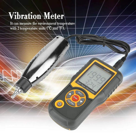 Four In One Vibration Meter With Piezo Sensor For Industrial Equipment Beefed Up Pro Grade Performance Measures Acceleration Velocity Displacement And Temperature In A Split Type Digital Tester Grey 150mm