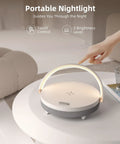 4 In 1 Bedside Lamp With Bluetooth Speaker Dimmable Night Light Charging Station And Phone Holder on table