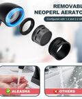 Removable Neoperl aerator of Matte Black Bathroom Sink Faucet 4 Inch Centerset 2 Handle With Pop Up Drain Stopper Lavatory Vanity Faucet 304 Stainless Steel Built To Last No Nonsense Durability CUPC CEC Certified