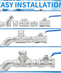 Diagram of 304 Stainless Steel Pipe Fitting 45 Degree Elbow 1 Inch NPT Male To 1 Inch NPT Female Thread Adapter 3 Pack Installation