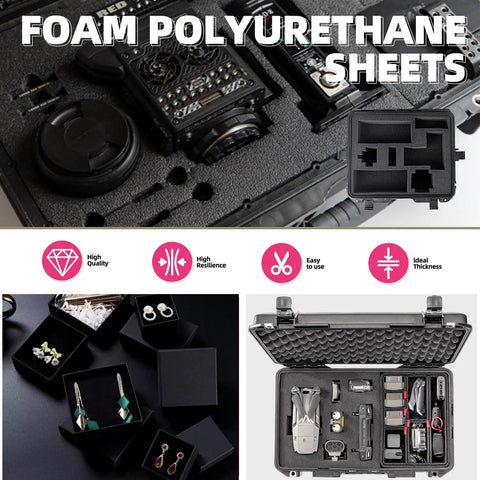 Heavy Duty 4 Pack Pre Cut Pick and Pluck Polyurethane Foam Sheets with Hella High Rebound Sponge Build keeping toolbox organized with gear.