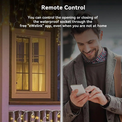 Outdoor Wireless Smart Plug With App Control And Remote Access Weather Resistant IP53 Design For Home Automation And Vacation Security Smooth Operation Hella Convenient Setup Zero Hassle Wiring Pure Gold Performance, featuring remote control and outdoor setup.