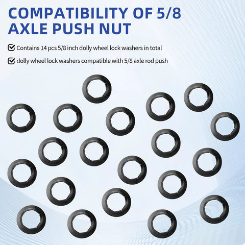 20-pack black 5/8-inch dolly wheel push-on lock washers with phosphate coating