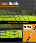 Close-up of 1-inch mesh polyester netting and 12.7mm fiberglass poles for Backyard Baseball Batting Cage 30ft With Frame And Netting For Hitting And Pitching Practice Durable Polyester Netting And Fiberglass Poles For Daily Training 30ft By 10ft By 8ft