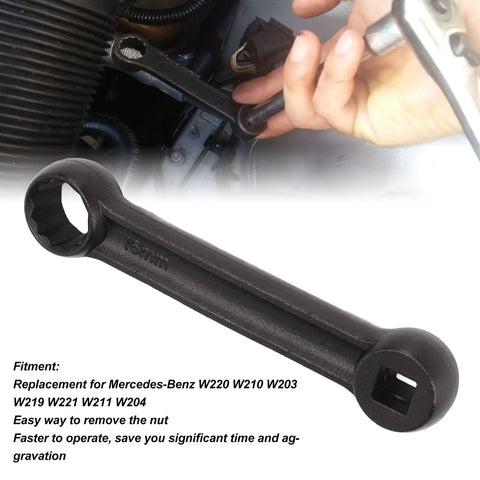 No Sweat Accessing Tight Spaces With This Slick 16Mm Offset Engine Mount Socket Wrench used on a Mercedes-Benz engine.