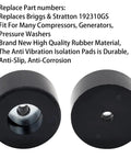 4 Piece Badass Heavy Duty Antivibration Rubber Feet Mounts Replacement For Compressors And Generators Shock Absorber Pads With One Quarter Inch Hole 192310GS showing durable rubber pads with central hole.