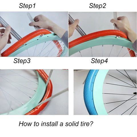 Installation steps for Airless Solid 24x1.75 Bike Tire No Flat Non Pneumatic Puncture Proof Road Bike Tire With Easy Installation