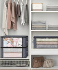 3 Pack Foldable Storage Boxes With Large Clear Window And Sturdy Handles 35L Capacity Clothes Bedding Organizer Bags in closet