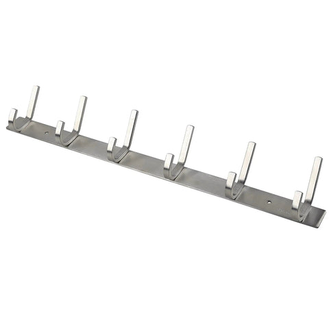 Heavy Duty 304 Stainless Steel Coat Rack Rail With Six Hooks Brushed Finish Wall Mount Towel Hook Bar For Bathroom Bedroom Hallways