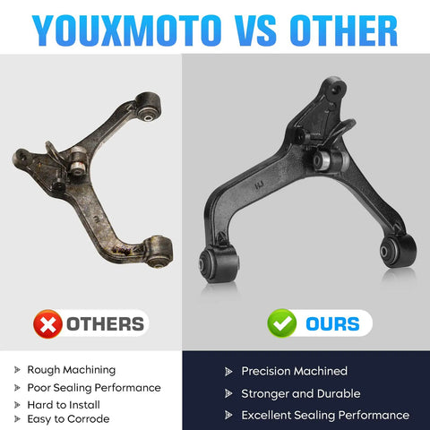 Revamp Your Rusty Rig With These Badass Front Lower Control Arms Kit Compatible With Jeep Liberty 2002 To 2007 showing comparative designs.