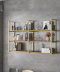 Heavy Hitter Gold Floating Shelf Brackets For Wall And Ceiling Wrought Iron Support Hooks For decorative storage and display.
