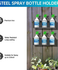 Heavy Duty Wall Mounted Spray Can Rack Solid Iron Garage Organizer Rig That Holds Tight Stores Three Paint Bottles Securely Black Workshop Storage Holder Set Of Two, showing mounted spray can rack with two shelves.