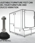 Rock Solid 4 Pack M10 Adjustable Furniture Levelers Featuring Tough Nylon Base And Included T Nuts To Kill The Wobble On Workbenches Tables Cabinets And Chairs Rust Proof Swivel Legs For Steady Floors Every Day, close-up of a furniture leveler with hex nut and installation use.