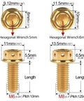 M6 Titanium Hex Socket Flange Head Bolts Screws for Motorcycle Disc Brake Engine Fastener, gold plated, metric sizes