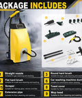 Powerful 3000W Steam Cleaner With 3.5L Tank For Instant Deep Cleaning Magic accessories, including nozzles and brushes, displayed.