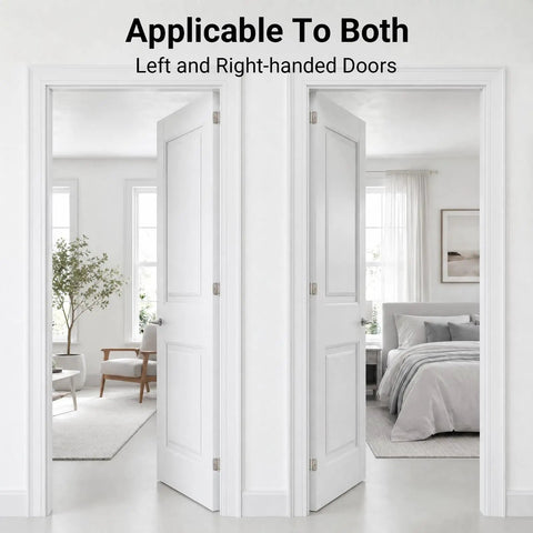 Two Pack Self Closing Door Hinges 3.5 Inch Satin Nickel Spring Loaded With Five Eighths Inch Radius Corner on interior doors
