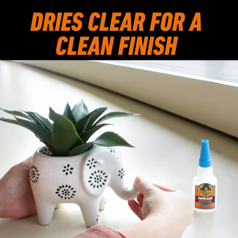 Tough As Nails Super Glue Pack Of Six 15 Grams Tubes Clear Bonding Liquid for fixing an elephant-shaped planter.