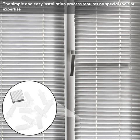 Straight Up Shutter Repair Pins For Window Blinds And Plantation Shutters No Sweat Home Kit with white louver clamps and blinds.