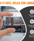 Heavy Duty Two Pack Hook Extension Springs For Recliner Chair Repair Solid Black Steel DIY Furniture Fix Making Living Room Upgrades A Total Piece Of Cake And No Sweat To Install, held in hand showing curved hooks.