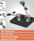 Helping Hands Soldering Station With Rock Solid Base Dual Magnetic Arms Adjustable Clamp Stand for electronics projects.