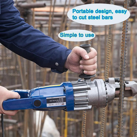 Automatic Hydraulic Rebar Cutter With Electric Steel Rope Cutting Tool 4-20mm Range in use at construction site