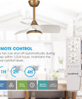Compact Ceiling Fan With Remote And LED Light For Bedroom And Covered Patio, 28-Inch Brass Body, Remote Included, for Small Rooms