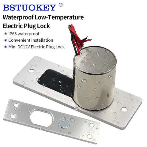 Heavy Duty Drop Bolt Lock And Solenoid Deadbolt With DC12V Power In Fail Safe Mode Made From Premium Zinc Alloy and waterproof electric plug lock.