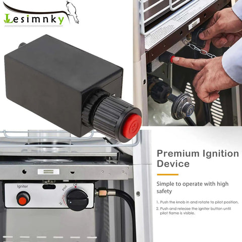 Electronic Push Button Pulse Igniter with Glass Tube 14 Inch Cable and Controller Box for Patio Heaters in use