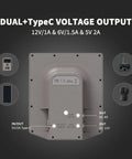 Reliable High Performance Solar Charging Kit Featuring Built In 2000 Mah Battery For Cellular Trail Cameras showing voltage output ports.