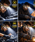 Kickass Rechargeable LED Safety Glasses With Hands Free Work Goggles Delivering Four Flexible Light Modes bright light in use during DIY tasks.